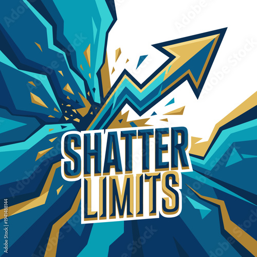 An invigorating illustration of an arrow breaking through walls, with 'SHATTER LIMITS' to represent overcoming obstacles and striving towards success and growth.