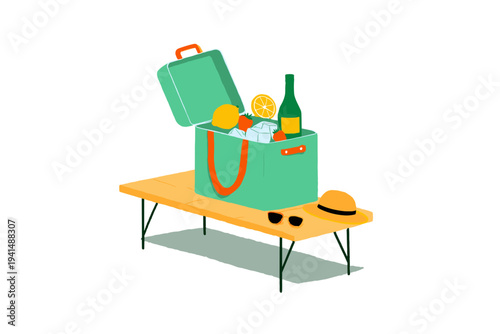 Teal Cooler Tote on Picnic Table