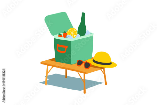 Teal Cooler Tote on Picnic Table