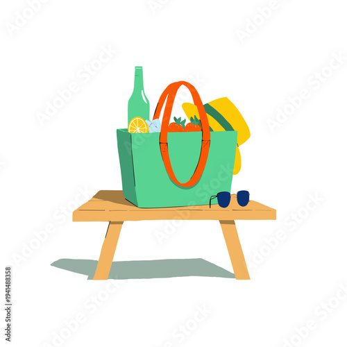 Teal Cooler Tote on Picnic Table