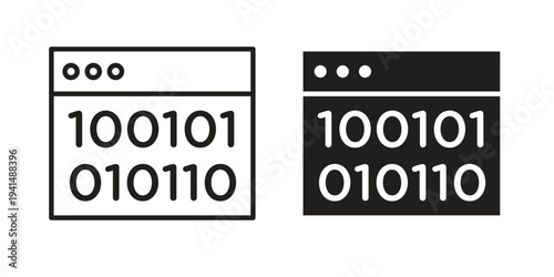 Binary code icon simple outline style. Editable stroke EPS 10