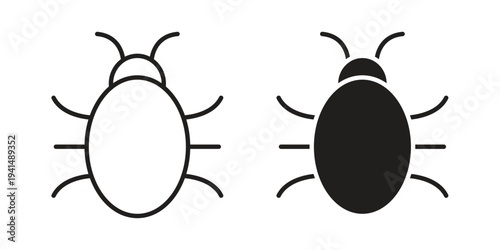 Bug icon simple outline style. Editable stroke EPS 10