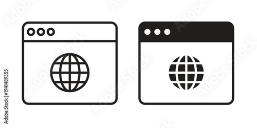 Browser icon simple outline style. Editable stroke EPS 10