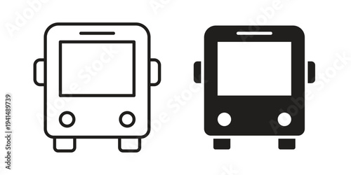 Bus icon simple outline style. Editable stroke EPS 10