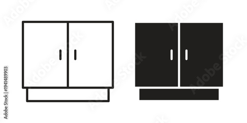 Cabinet icon simple outline style. Editable stroke EPS 10