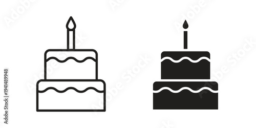 Cake birthday icon simple outline style. Editable stroke EPS 10
