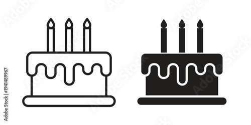 Cake birthday icon simple outline style. Editable stroke EPS 10
