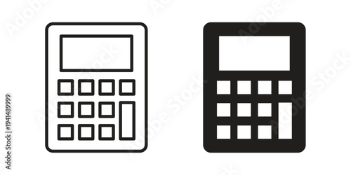 Calculator icon simple outline style. Editable stroke EPS 10