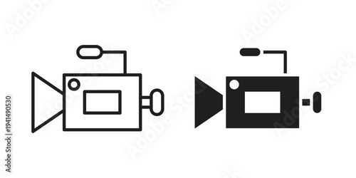 Camcorder icon simple outline style. Editable stroke EPS 10