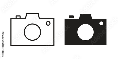 Camera icon simple outline style. Editable stroke EPS 10