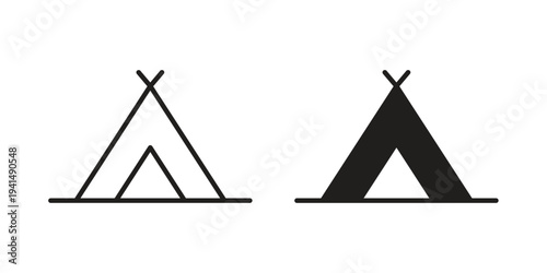 Camping icon simple outline style. Editable stroke EPS 10