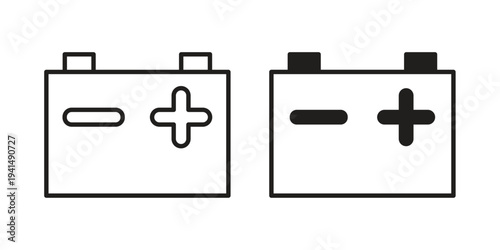 Car Battery icon simple outline style. Editable stroke EPS 10