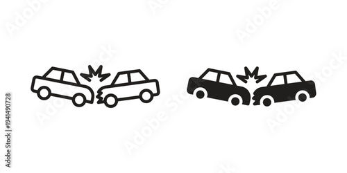 Car crash icon simple outline style. Editable stroke EPS 10