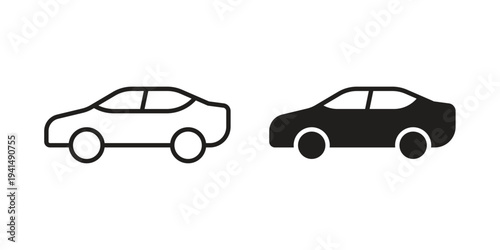 Car side view icon simple outline style. Editable stroke EPS 10