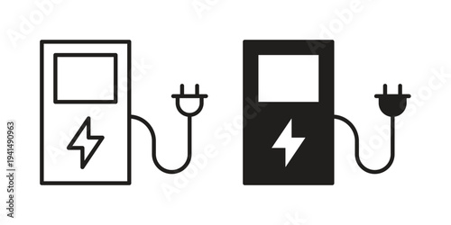 Charging station icon simple outline style. Editable stroke EPS 10