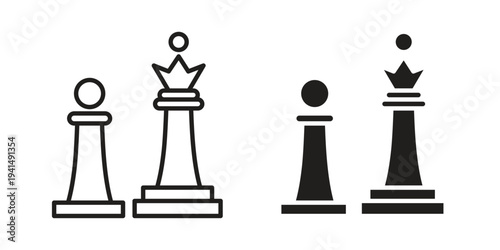 Chess icon simple outline style. Editable stroke EPS 10