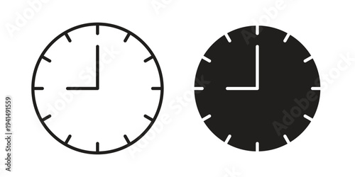 Clock nine icon simple outline style. Editable stroke EPS 10
