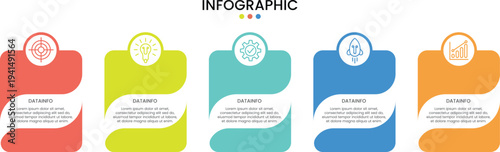 Business Infographic design template. Business data visualization timeline process infographic template. Creative concept for infographic with 5 steps. Timeline infographic design element