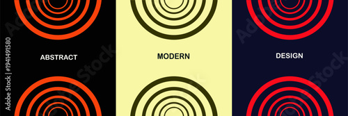 Mid-century modern abstract geometric wall art triptych poster set