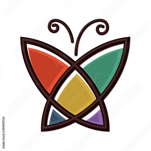 The symbol of butterfly with color wings.