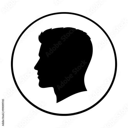 Short Fade Haircut Profile Round Icon (Black and White)
