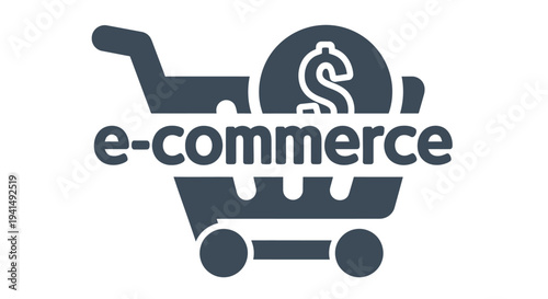 E commerce shopping cart icon with a dollar sign representing online transactions