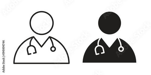 Doctor icon simple outline style. Editable stroke EPS 10