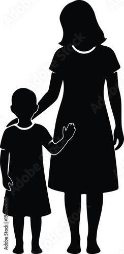 Vector mother and child family love care protection parenting bond silhouette design
