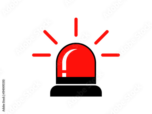 A red siren light icon with a black base and white background, symbolizing emergency and warning.