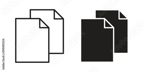 Duplicate icon simple outline style. Editable stroke EPS 10