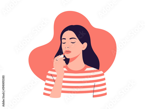 A cartoon woman with a puzzled expression thinking deeply in a modern flat illustration