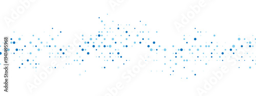 Abstract blue background frame of dots, lines. Texture made of random particles. Chaotic ornament, mosaic. Linear pattern of small shapes. Banner design, website poster, social media framework. Vector