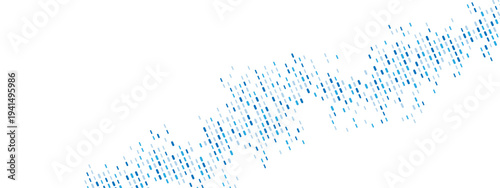 Abstract blue background frame of dots, lines. Texture made of random particles. Chaotic ornament, mosaic. Linear pattern of small shapes. Banner design, website poster, social media framework. Vector