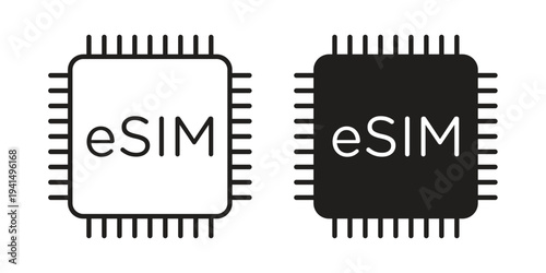 ESIM icon simple outline style. Editable stroke EPS 10