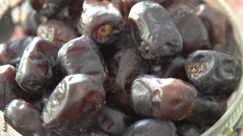 Dried dates. Sweet fruit food on plate