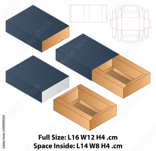 Double-Wall Slide Drawer Box Dieline Template