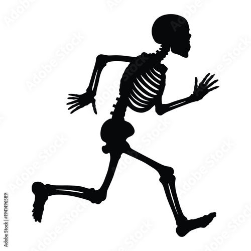 Running skeleton silhouette Halloween concept spooky fun danger