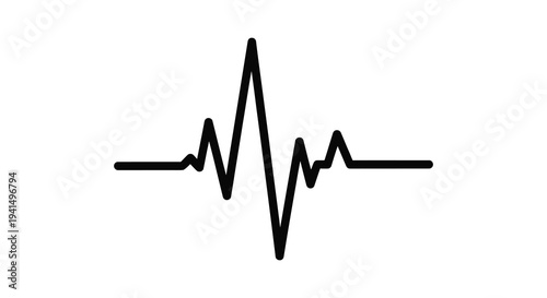 A minimalist black line drawing depicts a stylized heartbeat waveform showcasing a distinct silhouette high quality professional detailed modern elegant stylish