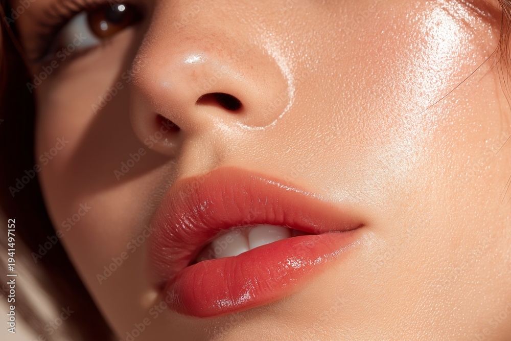 Fototapeta premium Soft glow highlights smooth, sun-kissed skin