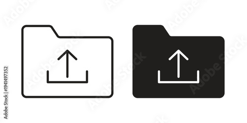 Folder upload icon simple outline style. Editable stroke EPS 10