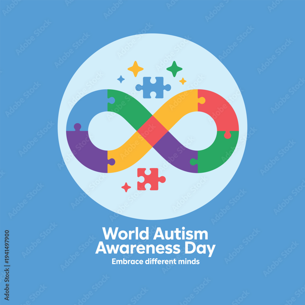 Obraz premium World Autism Awareness Day Infinity Puzzle Symbol Neurodiversity Illustration