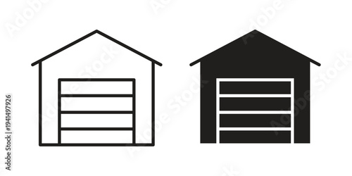Garage icon simple outline style. Editable stroke EPS 10