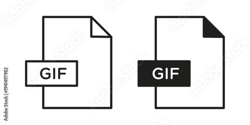 Gif icon simple outline style. Editable stroke EPS 10
