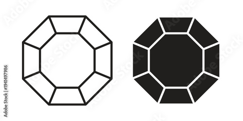 Gem icon simple outline style. Editable stroke EPS 10