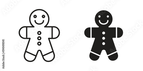 Gingerbread man icon simple outline style. Editable stroke EPS 10