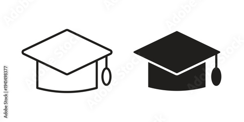 Graduation cap icon simple outline style. Editable stroke EPS 10