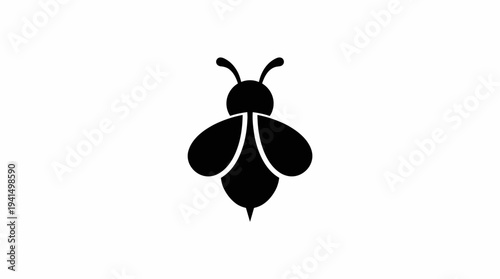 Minimalist black bee silhouette on a white background for nature, ecology, and design projects