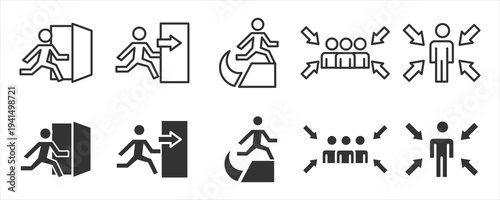 Emergency Evacuation Safety Icon Set