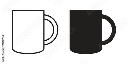 Hot coffee Mug icon simple outline style. Editable stroke EPS 10