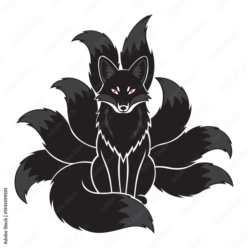 Photography Poster nine tailed fox, Jiǔwěihú, Gumiho, Kitsune, an